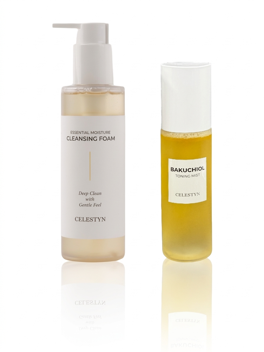 Celestyn Bakuchiol Toning Mist 150 ml + Essential Moisture Cleansing Foam 200 ml