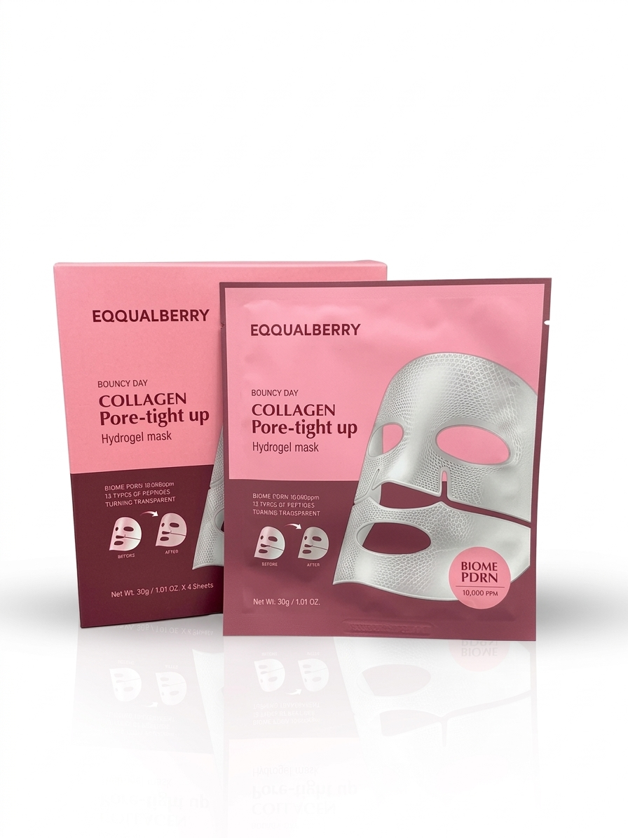 EQQUALBERRY - Collagen Pore-Tight Up Hydrogel Mask (4 adet) - Vegan PDRN + Kolajen Hydrojel Maske